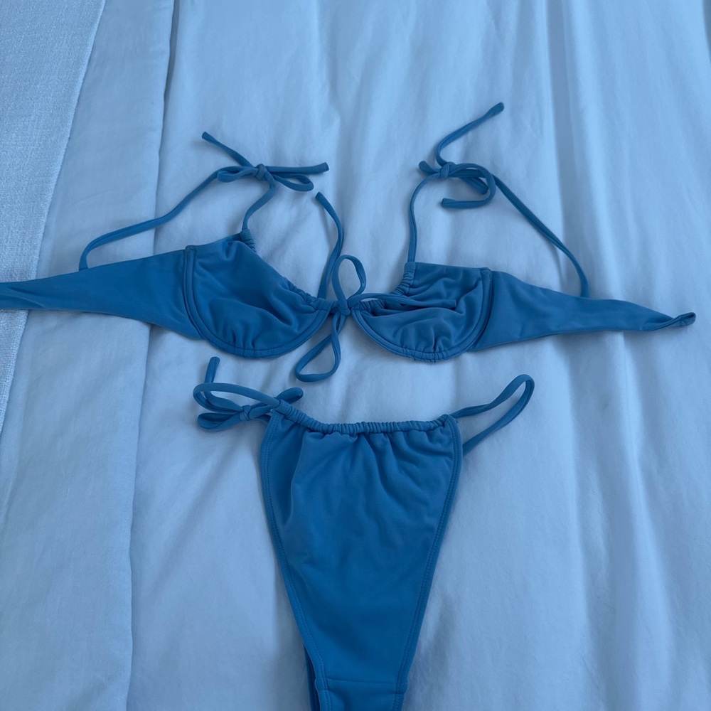 Blue Adjustable Tie Bikini Set - Charlie Holiday